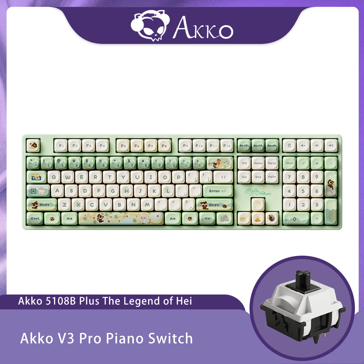 Akko 5108B Plus Mechanical Keyboard – Comic Theme, 100% Layout, Bluetooth / 2.4GHz / Type-C, Hot-Swappable, RGB Wireless