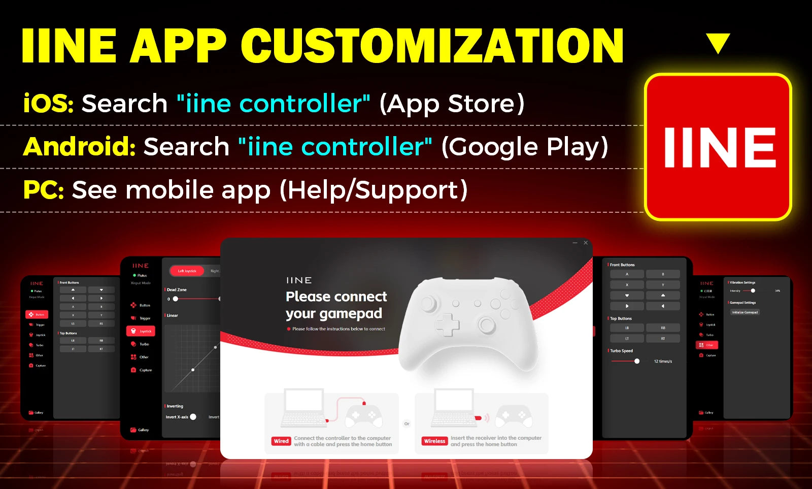INE Retro Red Pocket Controller - Hall Effect Joysticks, 1000Hz Polling Rate, 6-Axis Gyro, Portable for Switch/PC/Mobile