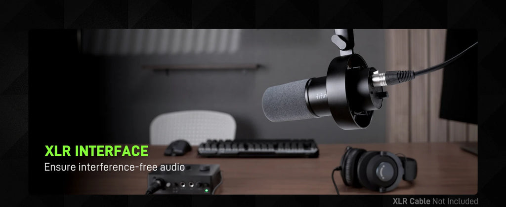FIFINE USB/XLR Dynamic Microphone with Shock Mount,Touch-mute,Headphone Jack&Volume Control,for PC or Sound Card Recording -K688