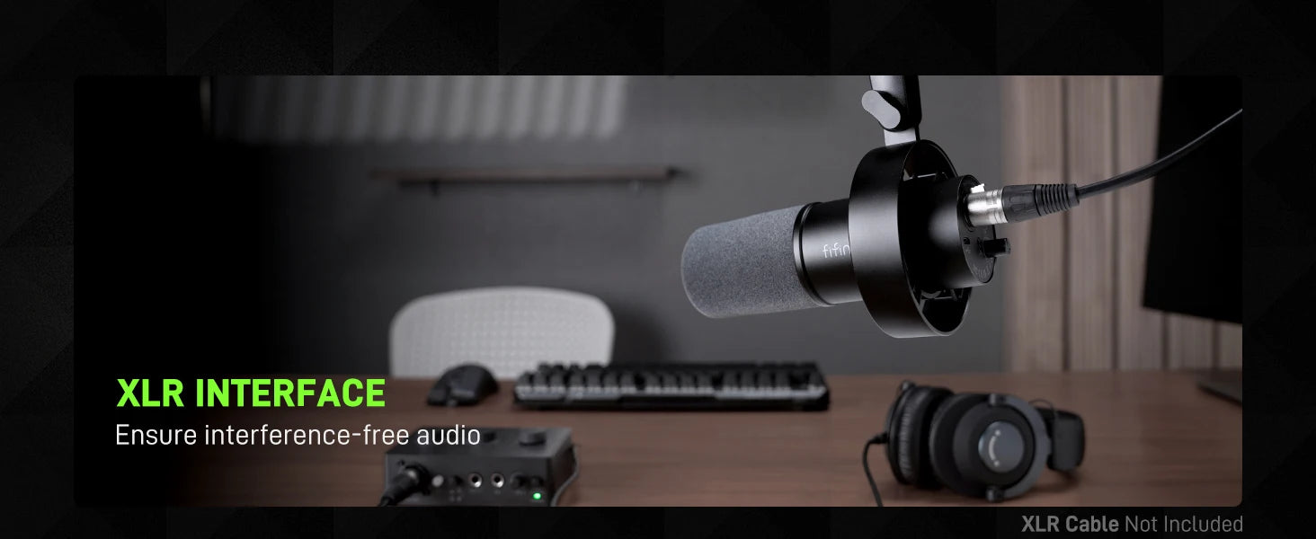 FIFINE USB/XLR Dynamic Microphone with Shock Mount,Touch-mute,Headphone Jack&Volume Control,for PC or Sound Card Recording -K688