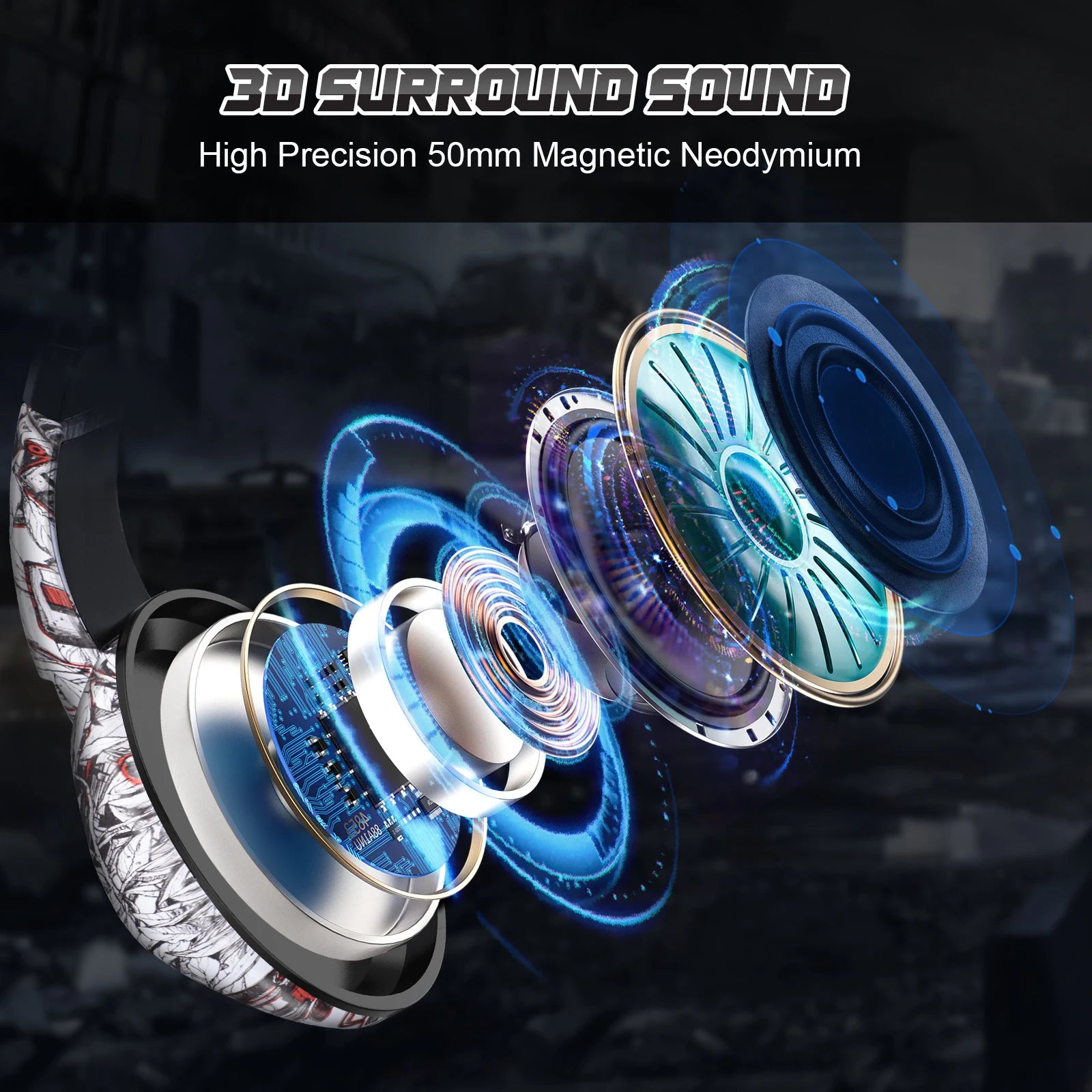 ONIKUMA Wired Gaming Headset – LED Backlight, Noise-Canceling Mic, for PS4/PS5/Xbox/PC