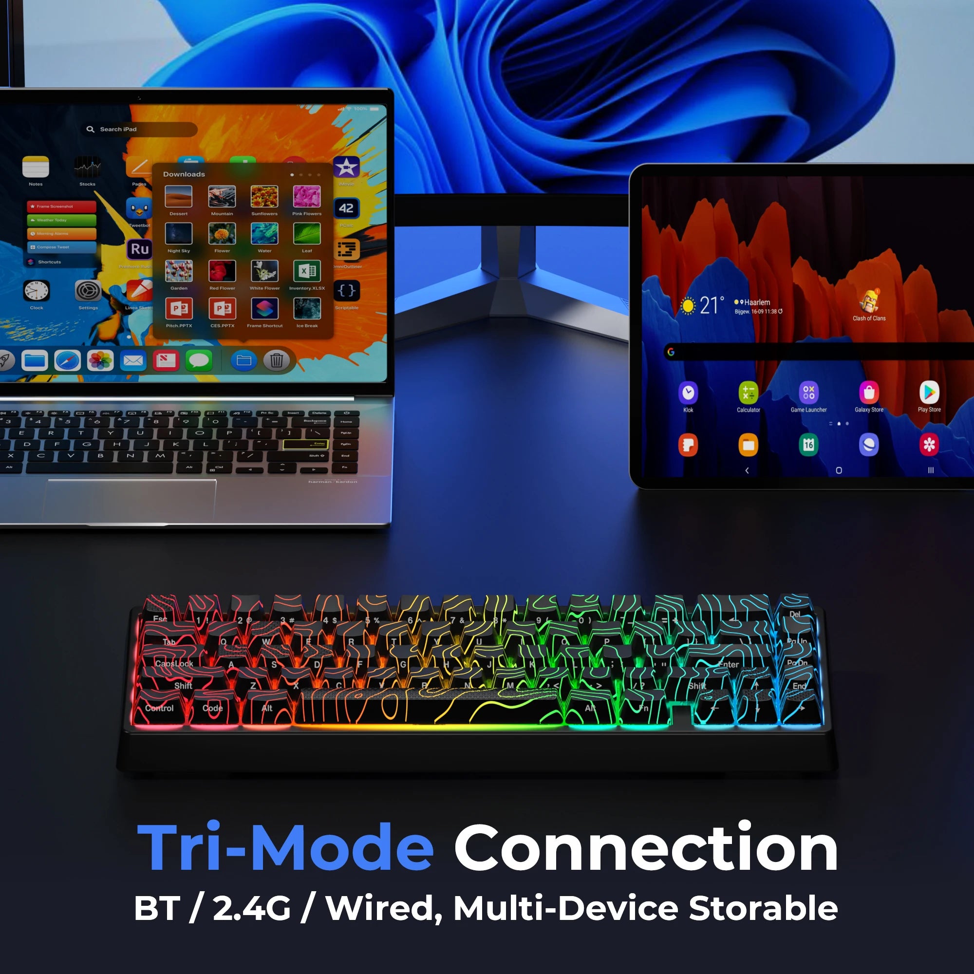 XVX M67 JadeStone Mechanical Keyboard – 65% Layout, IMD-Tech Keycaps, Hot-Swappable, Gasket Mount, Tri-Mode Wireless, Custom RGB