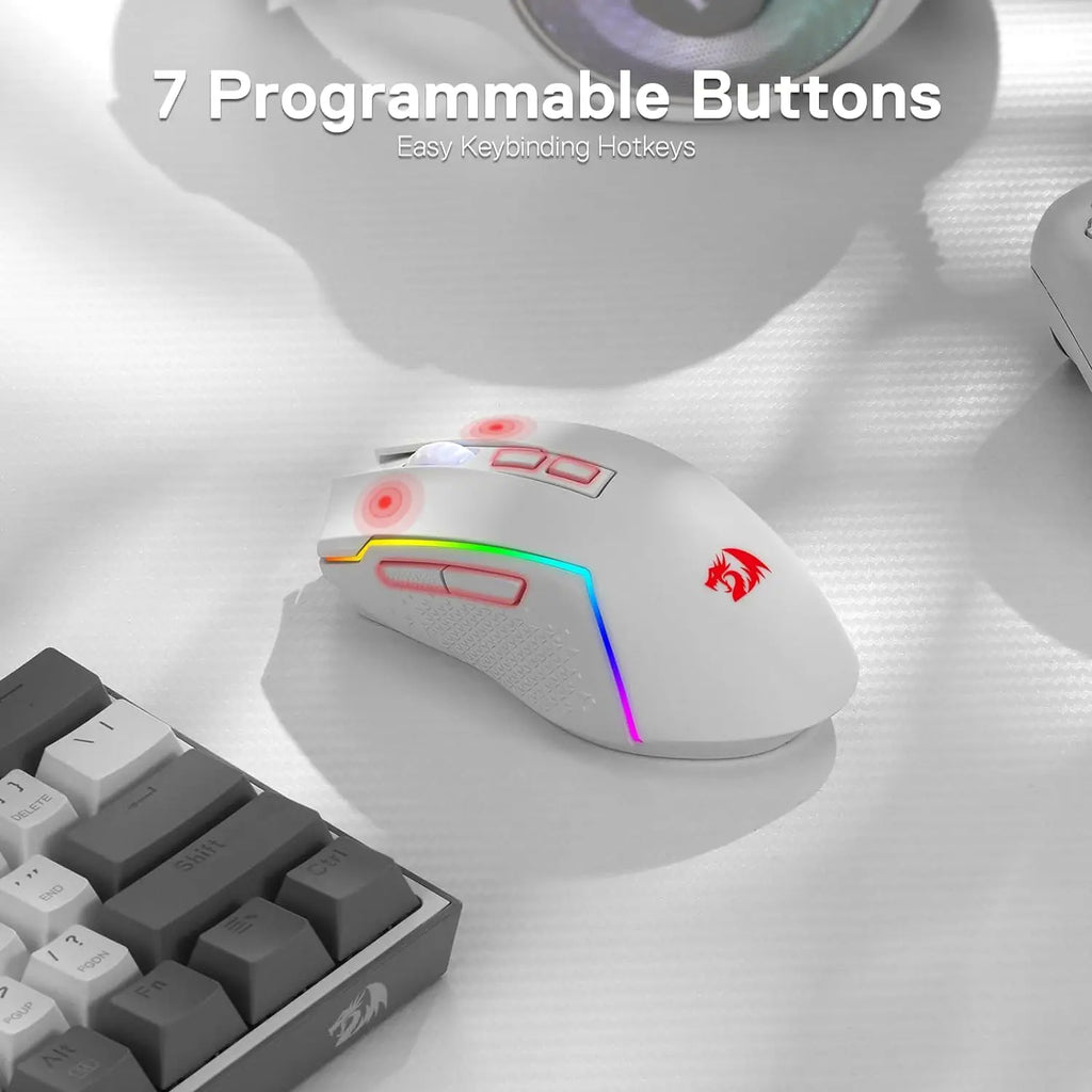 Redragon M693 Gaming Mouse – 3-Mode Connection (Wired / Bluetooth / 2.4G), 8,000 DPI, RGB Backlight, for PC/Mac/Laptop