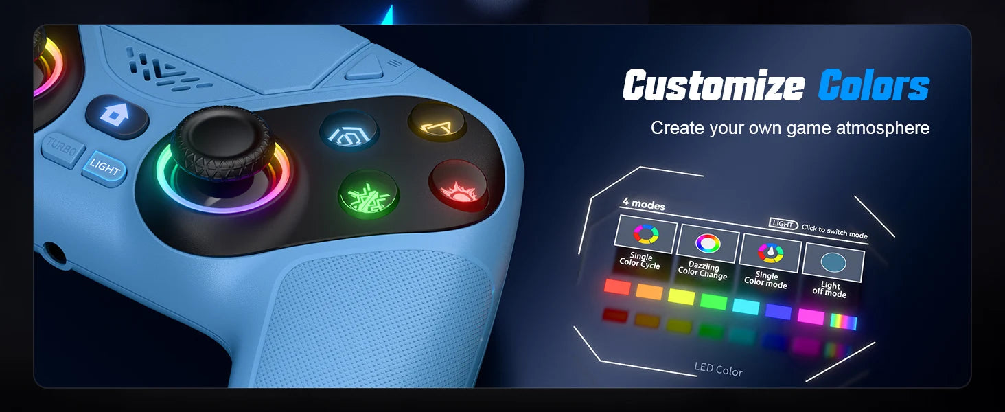 Controller for PS5/Playstion 5 Pro/Slim/PC Wireless Gamepad Hall Effect Trigger RGB Turbo Vibration Programmable Button Joystick