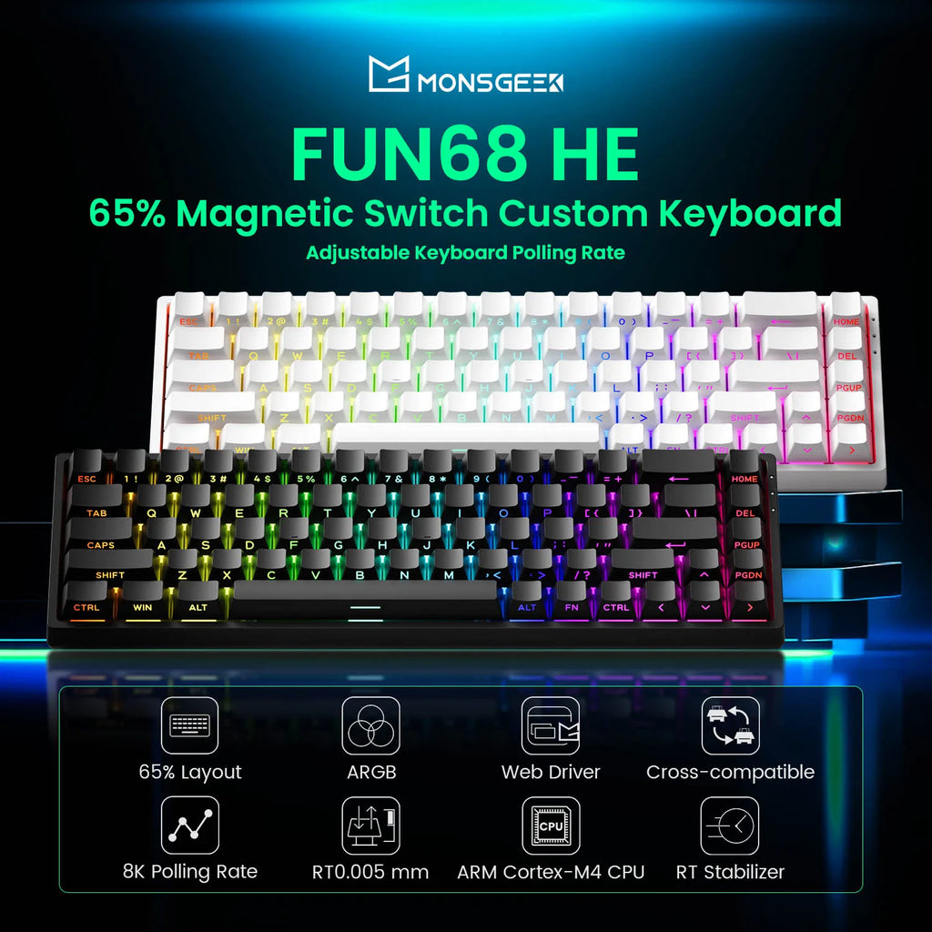 Akko MonsGeek FUN68 / FUN60 PRO & MAX HE Magnetic Keyboards – 60% / 65%, Rapid Trigger, 8K, Custom Esports Gaming Keyboard