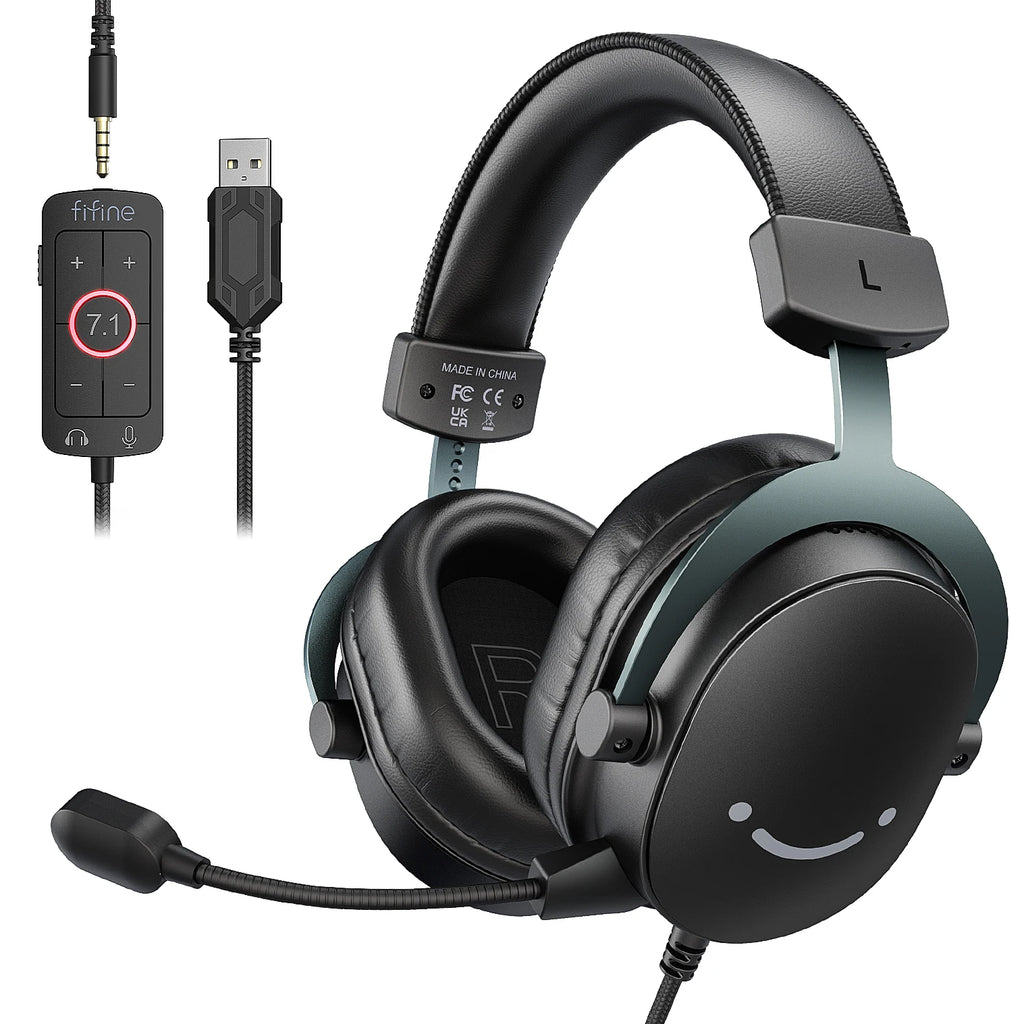 FIFINE H9 Gaming Headset – USB & 3.5mm, 7.1 Surround Sound, Volume Control & Mute Switch