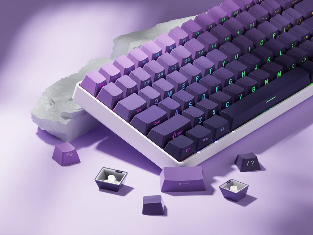 136 Keys Side-Printed PBT Keycaps – Gradient Purple, Double-Shot Shine-Through, OEM Profile, for Gateron MX Switches