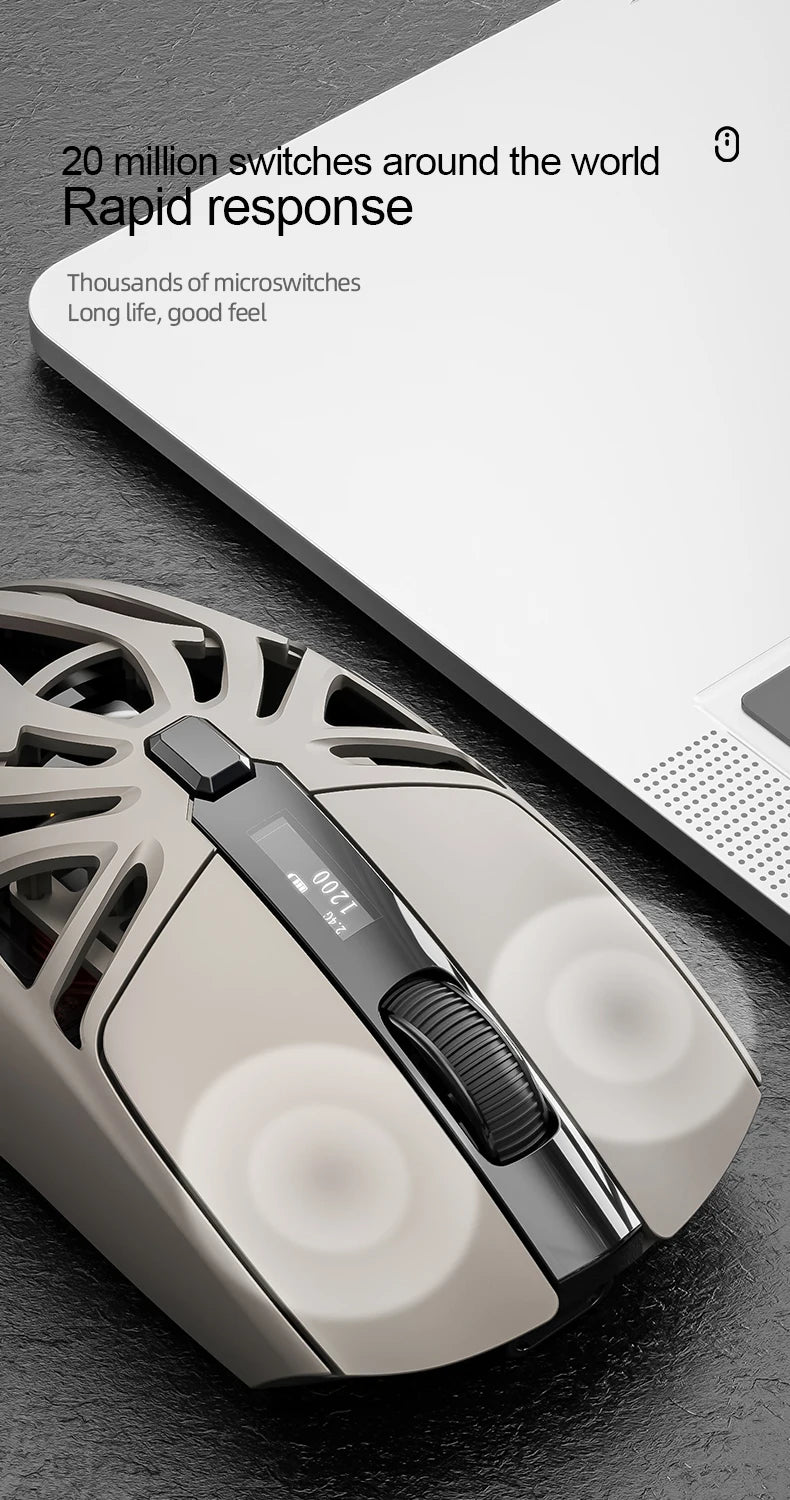 SMAILWOLF RS8 Tri-Mode Gaming Mouse – Bluetooth / 2.4G / Wired, 10,000 DPI, 1,000Hz Polling Rate, Lightweight, Macro Support