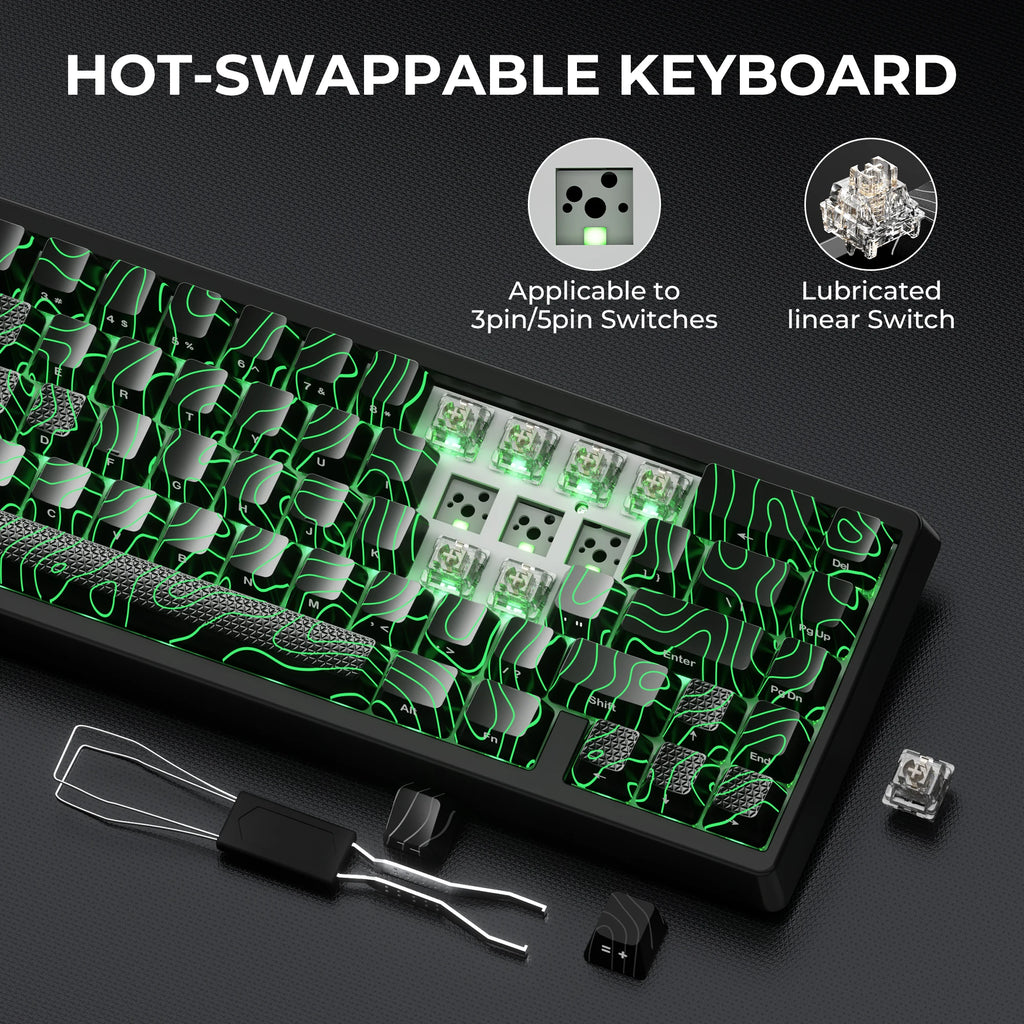 XVX M67 JadeStone Mechanical Keyboard – 65% Layout, IMD-Tech Keycaps, Hot-Swappable, Gasket Mount, Tri-Mode Wireless, Custom RGB