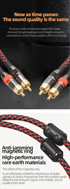Hi-Fi 2RCA to 2RCA Audio Cable – High Quality 4N OFC, Male-to-Male RCA Cable, Independent Main-Core Shielding, One Pair
