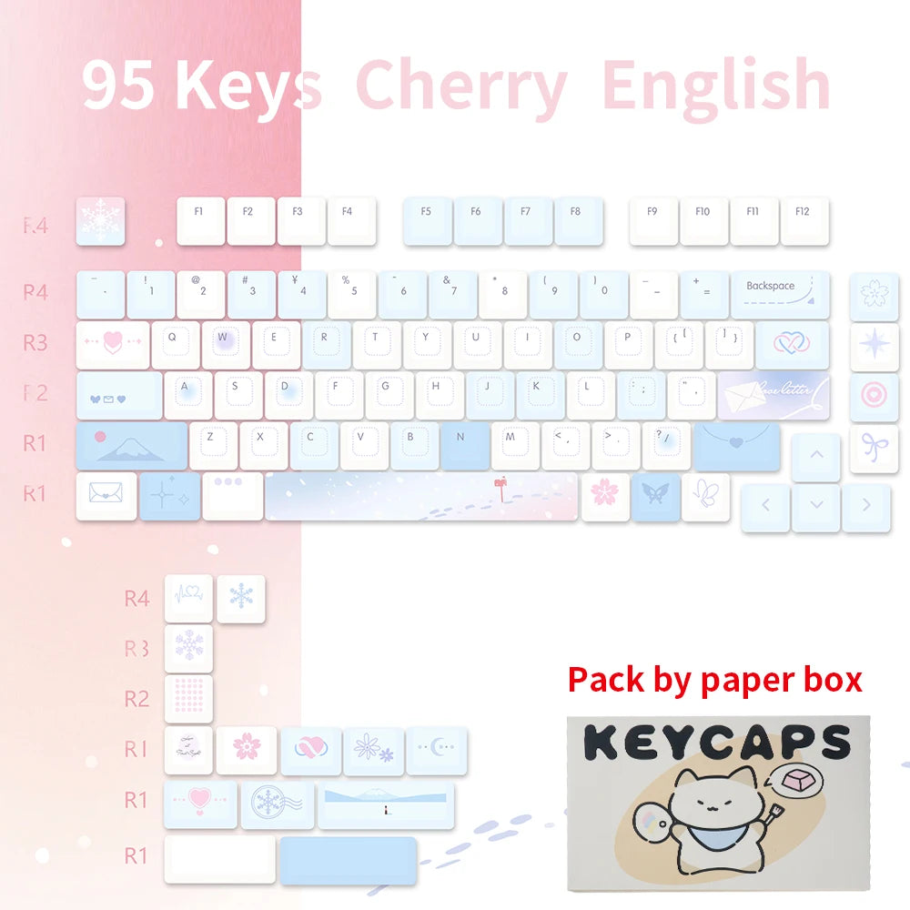 95 Keys Cherry Profile PBT Keycaps – Spark Conference Theme, for Gaming Mechanical Keyboard 61/64/68/75-Key Layouts, AULA F75 Compatible