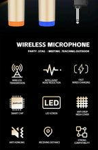 2.4G Wireless Microphone UHF Fixed Frequency 2 Channels Handheld Mic Micphone For Party Karaoke Professional Church Show Meeting