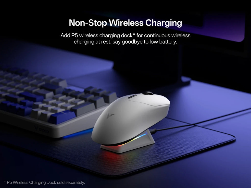 Rapoo VT2 MAX Wireless Esports Gaming Mouse – 8K Polling Rate, Optical Sensor, Ergonomic Design, 53g Lightweight, for PC & Laptop