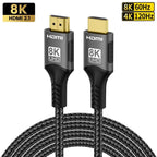 8K HDMI 2.1 Cable – 48Gbps Ultra High-Speed, 4K@120Hz / 8K@60Hz, eARC/ARC, HDCP for PC, Laptop, Projector, HDTV, PS5 (1m/2m/3m)