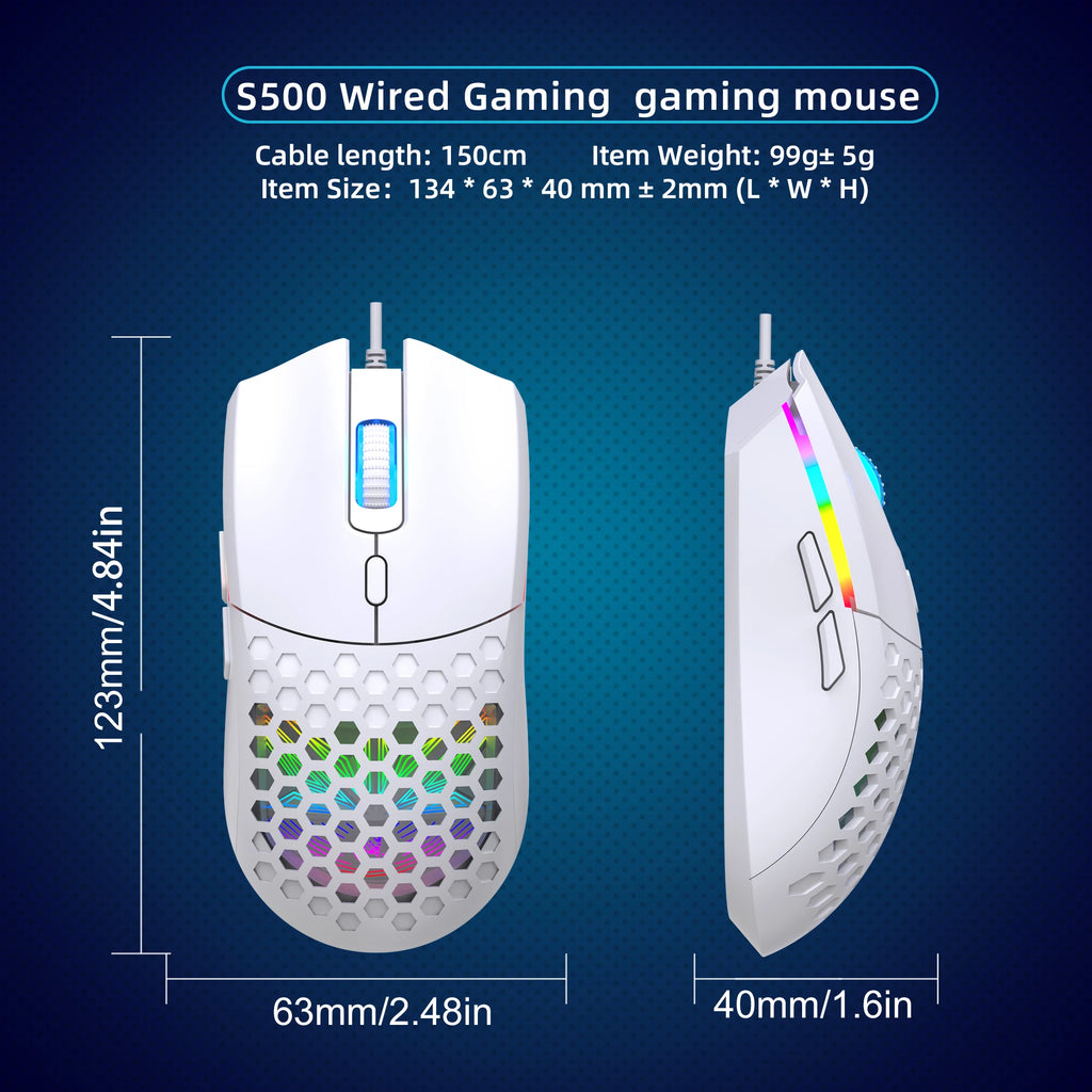 HXSJ S500 Optical Gaming Mouse – Lightweight Ergonomic Design, Wired USB, Plug & Play, for Laptop & Desktop PC
