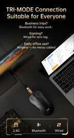 Delux M400 Wireless Gaming Mouse – 24,000 DPI, 1KHz Polling Rate, PAW3311 Sensor, Tri-Mode, 500mAh Rechargeable, for All Hand Sizes