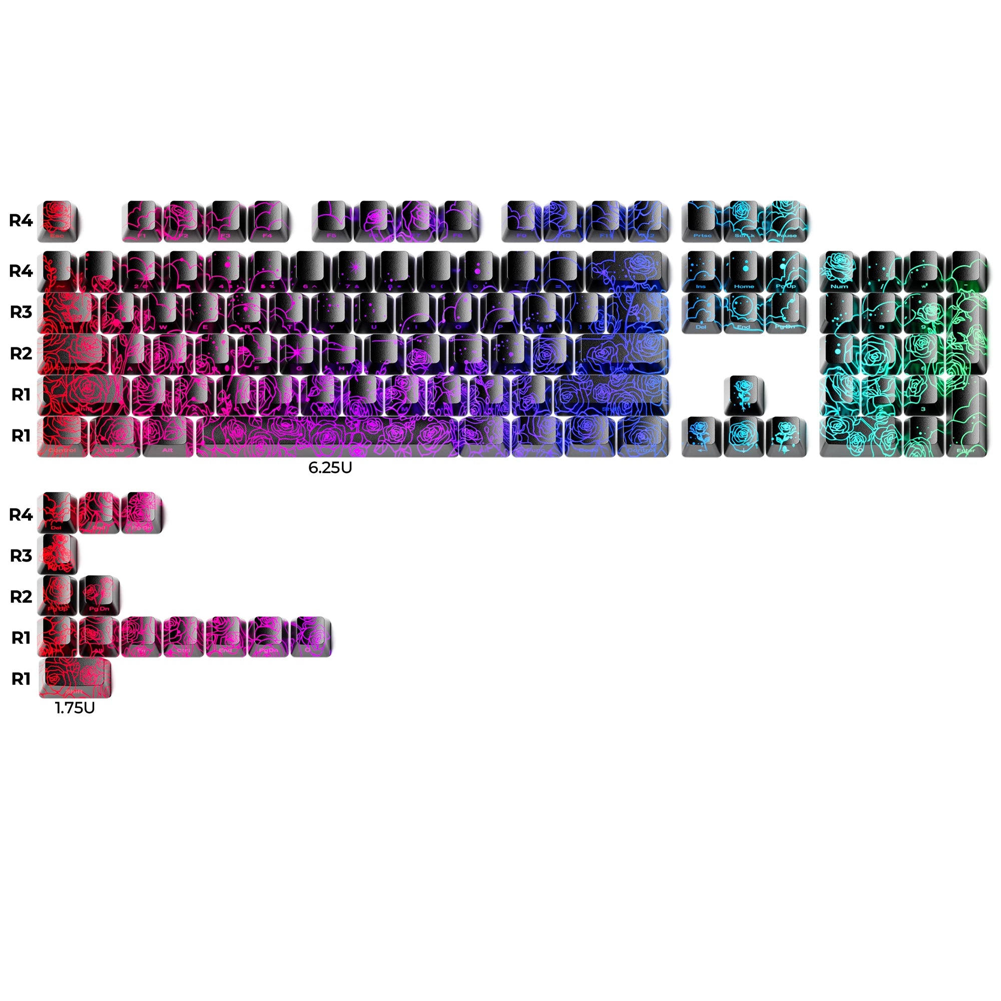 XVX Spider Web Keycaps – OEM Profile, Shine-Through IMD-Tech Keycap Set, 118 Keys, Black Backlight (Keycaps Only)
