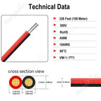 2 PIN Electrical Wire Tinned Copper PVC Insulated Red Black Cable For Single Color LED Strip Light Extension Wire 18/26/28 AWG