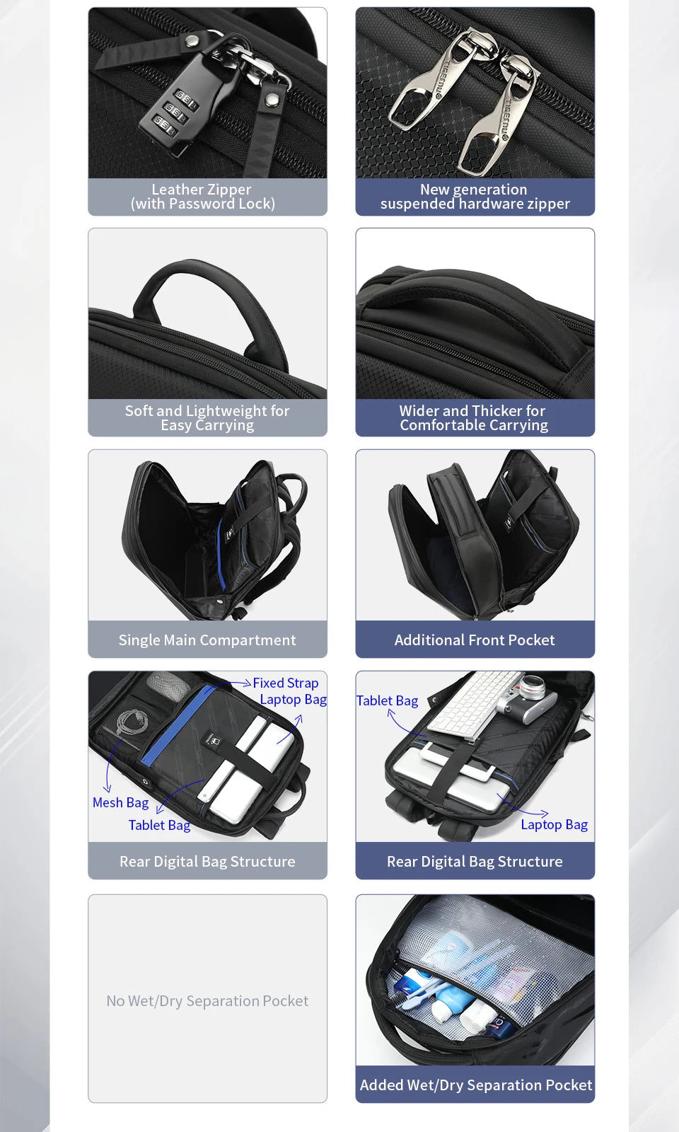 Tigernu Men's 15.6-17 Inch Laptop Backpack - Slim Anti-Theft Travel Backpack for School & Business