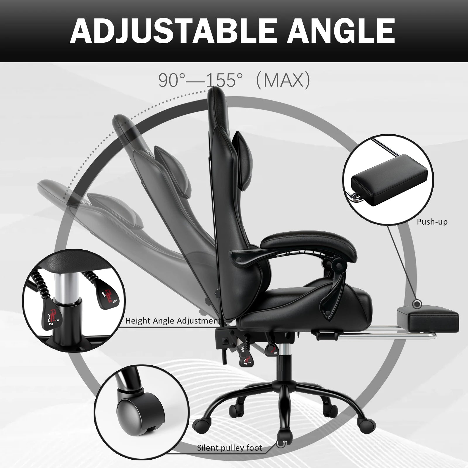 Ergonomic Gaming Chair with Footrest, Racing Style Video Game Chair for Adults, Reclining Gamer Chair Office Chair