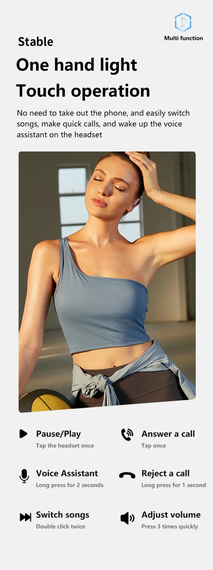 Original Sony A520 Wireless Business Ear-Hook Headphones | Hi-Fi Bass Noise-Cancelling Sport & Gaming Earbuds with Microphone