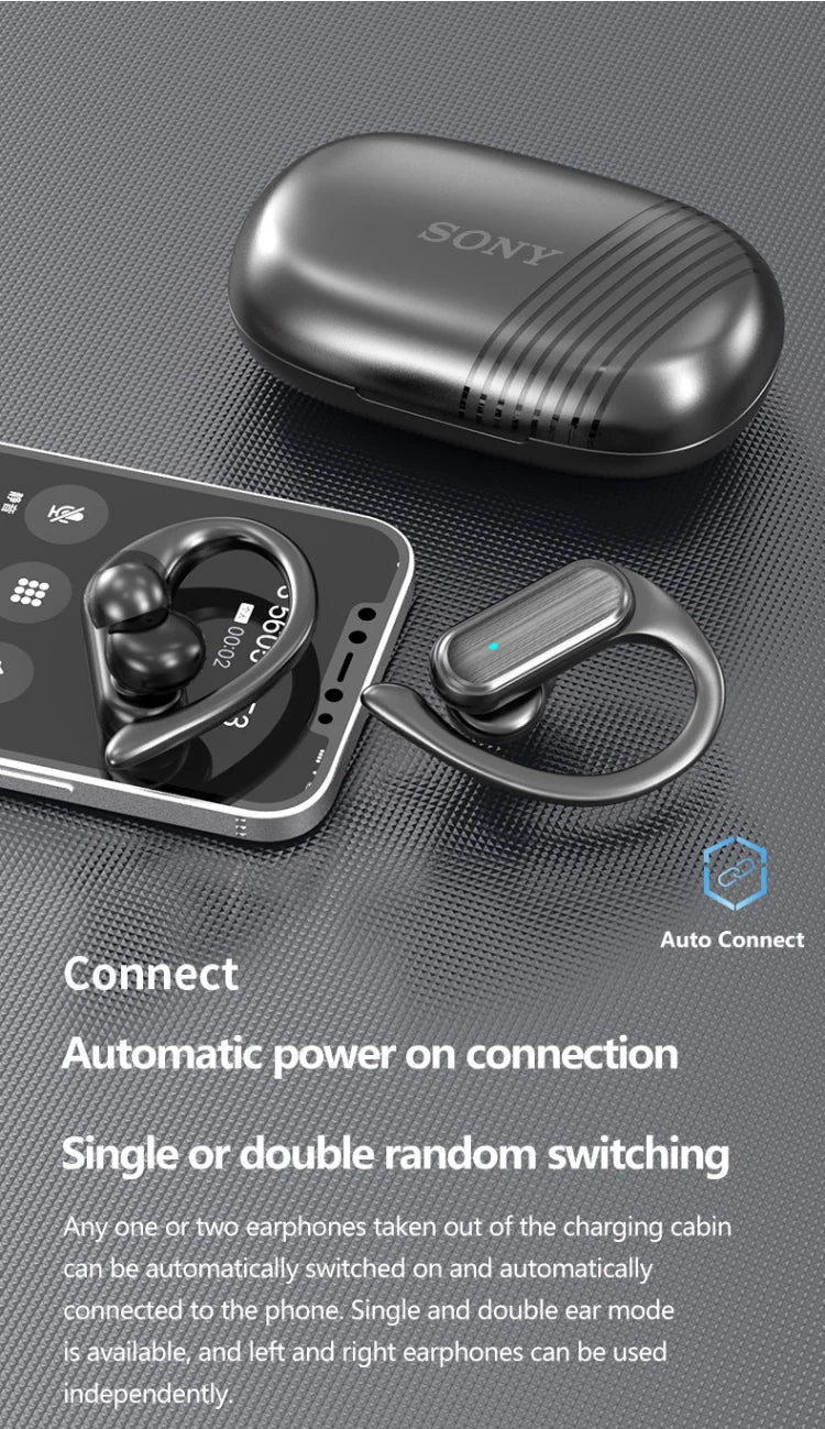 Original Sony A520 Wireless Business Ear-Hook Headphones | Hi-Fi Bass Noise-Cancelling Sport & Gaming Earbuds with Microphone