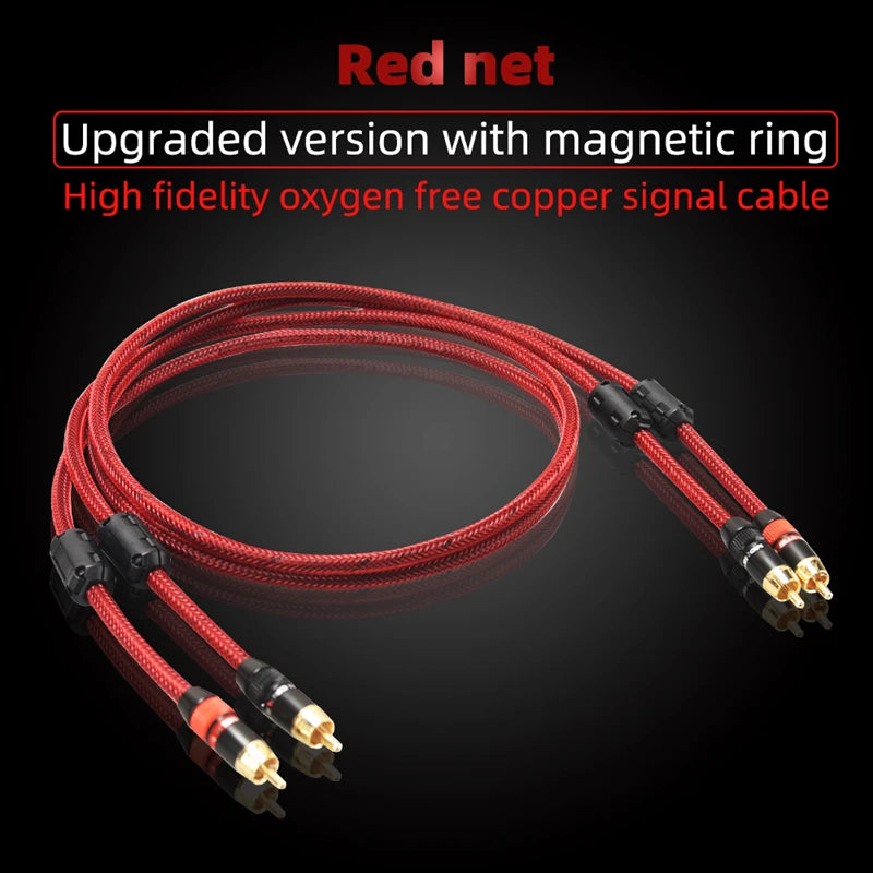 Hi-Fi 2RCA to 2RCA Audio Cable – High Quality 4N OFC, Male-to-Male RCA Cable, Independent Main-Core Shielding, One Pair