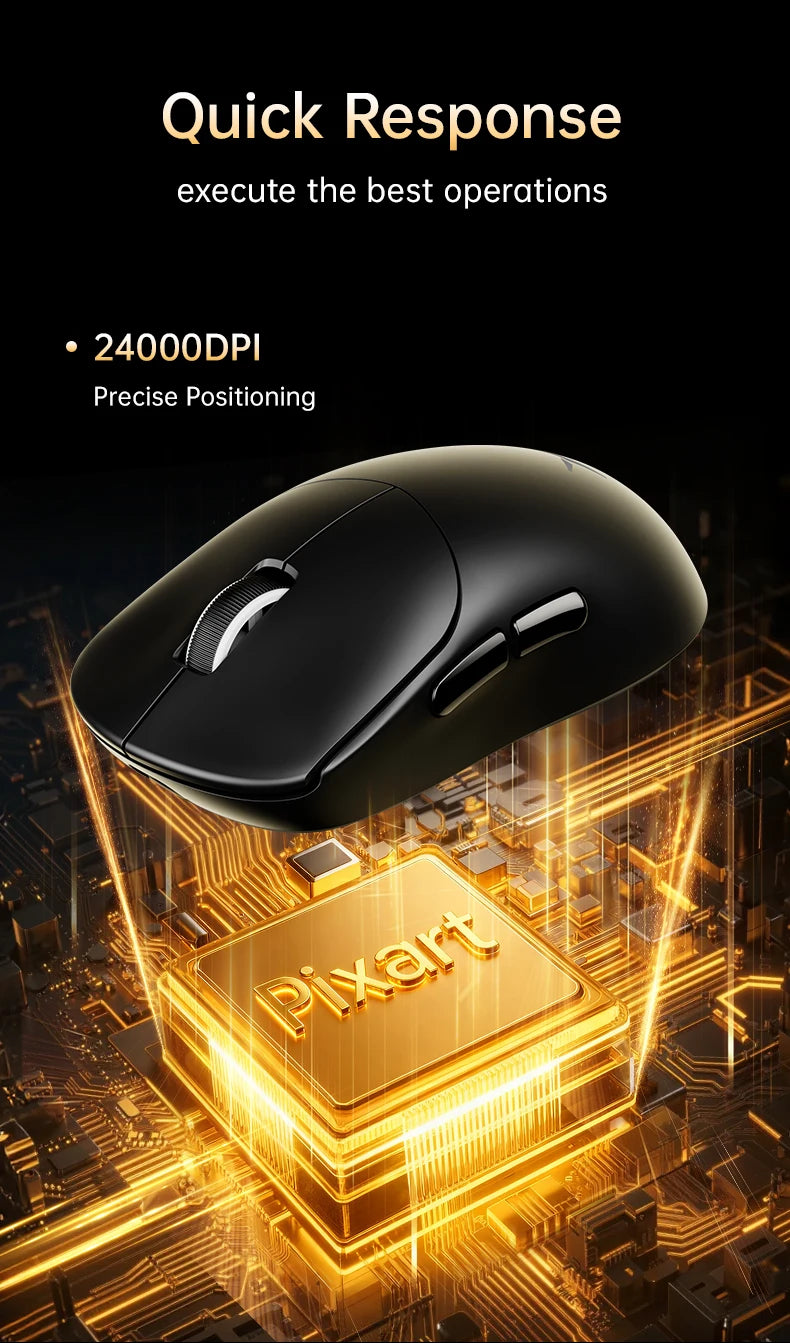 Delux M400 Wireless Gaming Mouse – 24,000 DPI, 1KHz Polling Rate, PAW3311 Sensor, Tri-Mode, 500mAh Rechargeable, for All Hand Sizes