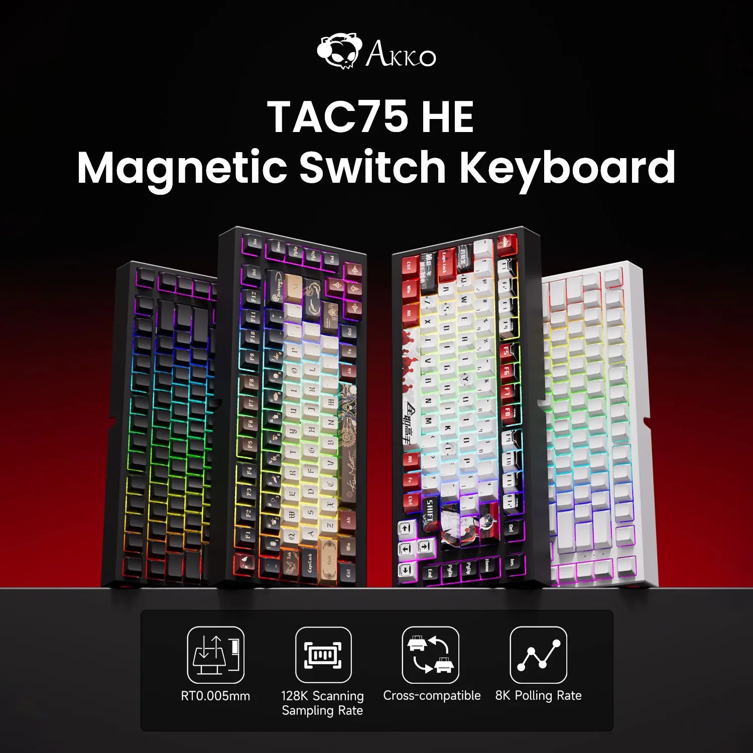 AKKO TAC75 HE Magnetic Switch Keyboard – 75%, Rapid Trigger 0.005mm, 8K RGB, Wired Esports Custom Gaming Keyboard