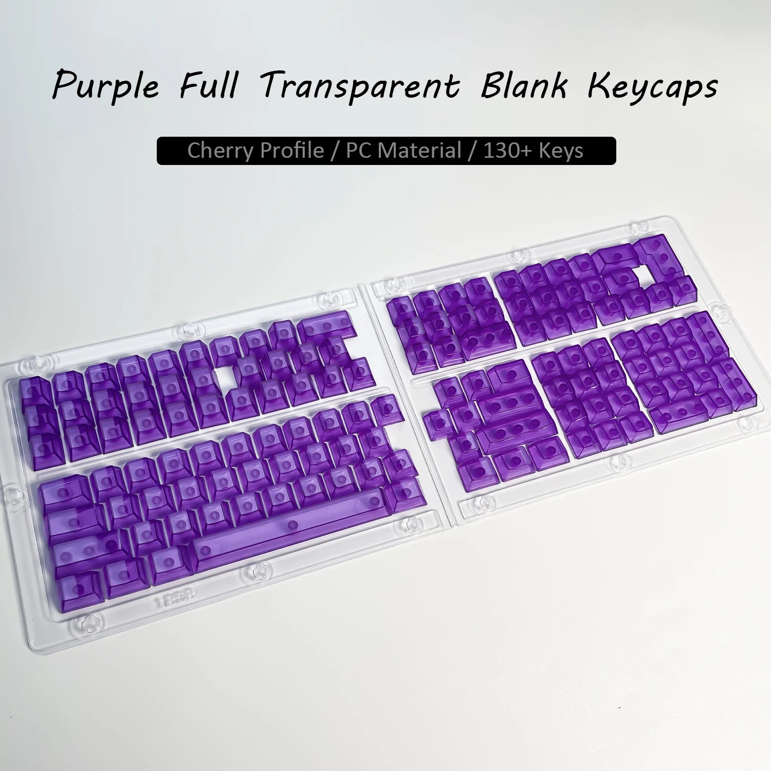 132 Keys Korean Layout Keycaps – Cherry Profile, White Transparent PC Keycaps, UV Printing Crystal Keycaps for MX Switches Gaming Keyboard