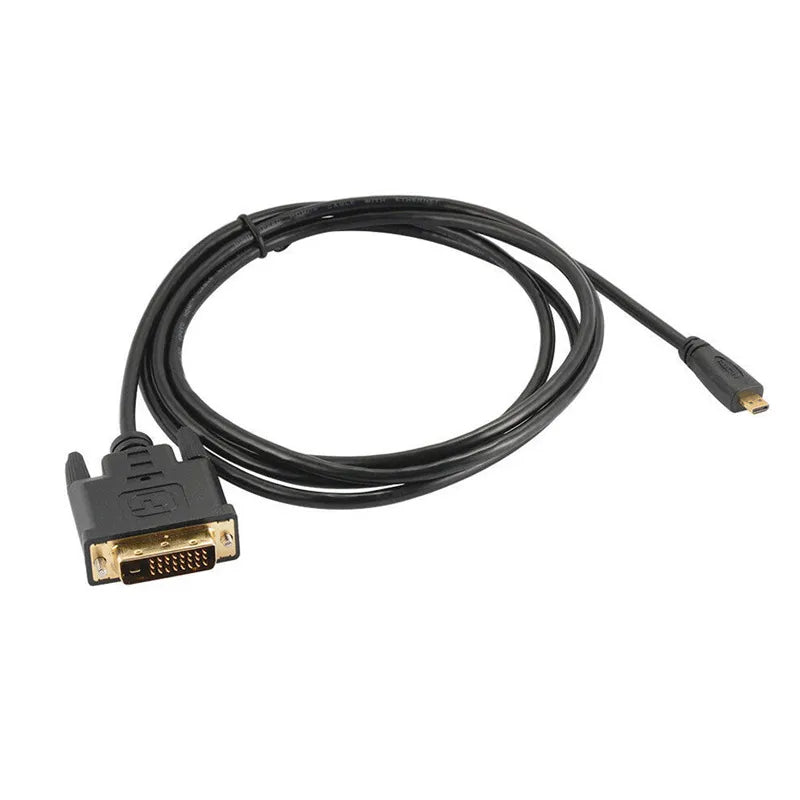 1M / 1.8M Micro HDMI to DVI-D 24+1 Cable – 3D 1080P Adapter for LCD, DVD, HDTV, XBOX, PS3, Monitor & TV