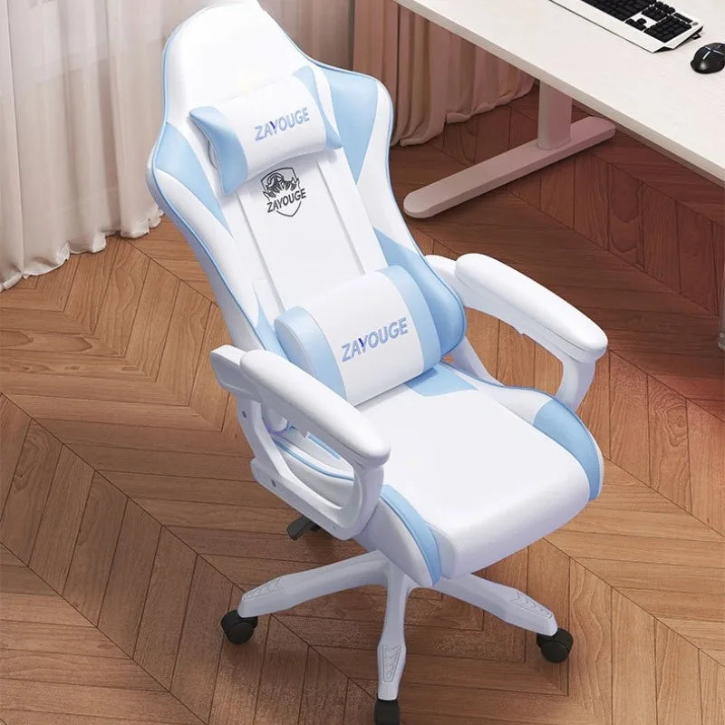 Ergonomic Gaming Chair - Comfortable Office Chair with Mute Rollers, Rotating Lift, Adjustable Backrest
