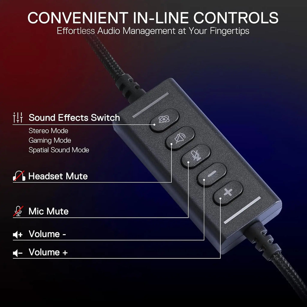 Redragon H730 USB Wired Gaming Headset – 53mm Drivers, 360° Spatial Sound, Detachable Noise-Canceling Mic