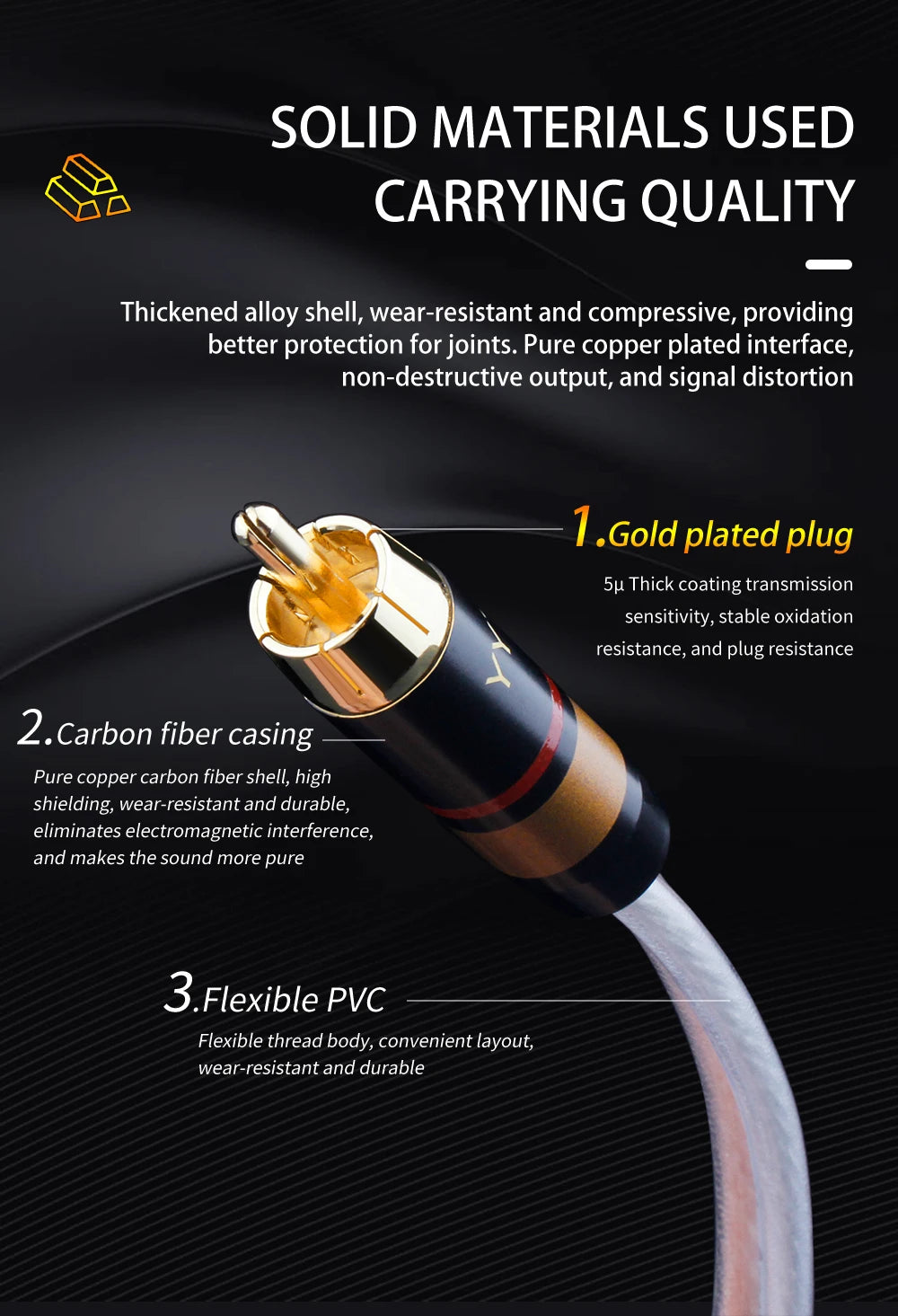Hi-Fi RCA Speaker Cable – Bare Wire with Replaceable Plug, Speaker Wire to RCA Plug Connector Adapter, RCA to Bare Wire