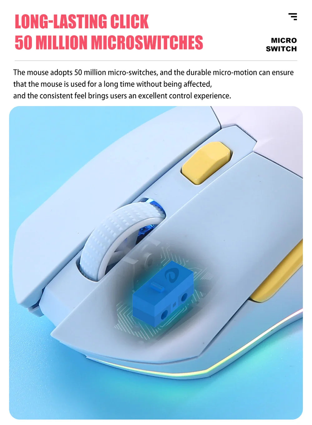 DAREU Dual-Mode Gaming Mouse – 2.4G Wireless & Wired, RGB, 930mAh Rechargeable Battery, Macro Programmable, for PC & Laptop