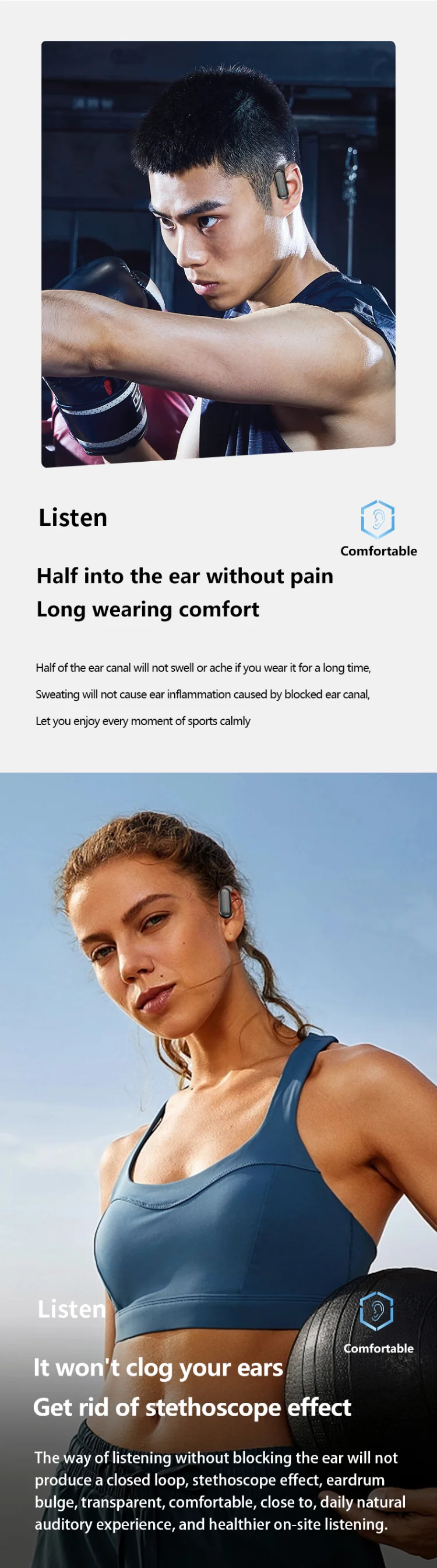 Original Sony A520 Wireless Business Ear-Hook Headphones | Hi-Fi Bass Noise-Cancelling Sport & Gaming Earbuds with Microphone