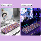 EWEADN V20 Punk Typewriter Mechanical Gaming Keyboard – 104 Keys, Round Keycaps, LED White Backlight, Key-Wire Separation Design