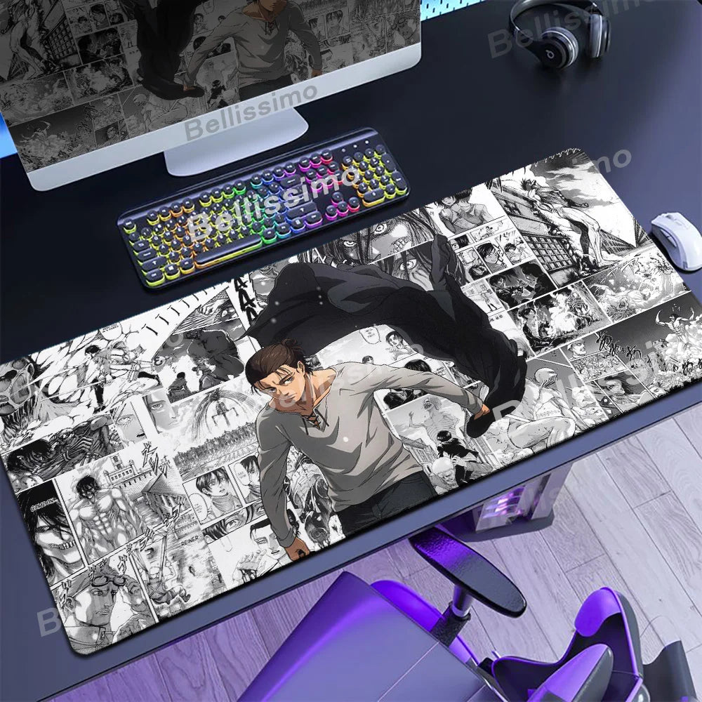 Anime Attack On Titan Mouse Pad Computer Non-slip Gaming Mousepad XXL Locking Edge Game PC Laptop Keyboard Mouse Mat Desk Carpet