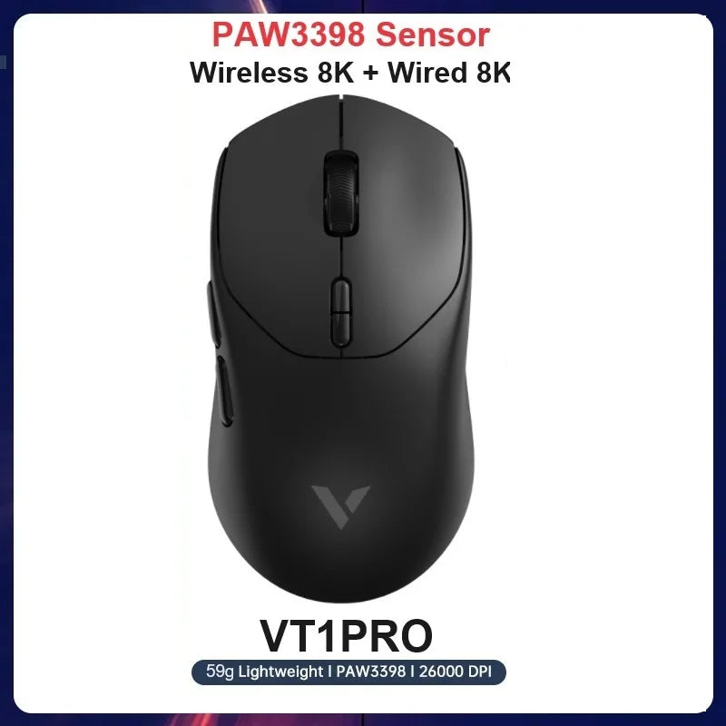 Rapoo VT1 PRO / VT1 PRO MAX Wireless Gaming Mouse – 8KHz Polling Rate, 26,000 DPI, Optical Sensor, for Small & Medium Hands