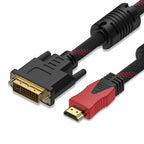 HDMI to DVI Cable – Braided 24+1 to 24+5, 1080P HD Video Connection for Computer, Monitor, TV & Projector