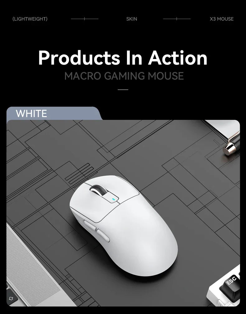ATTACK SHARK X3 Lightweight Wireless Gaming Mouse – PAW3395 Sensor, 26,000 DPI, Tri-Mode (2.4G/Wired/Bluetooth), Macro Support, Win/Xbox/PS/Mac