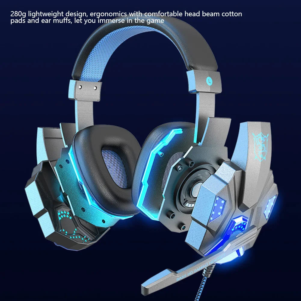 Professional Wired Gaming Headset – LED Light, Bass Stereo Sound, Mic for PC/PS4/PS5/Xbox