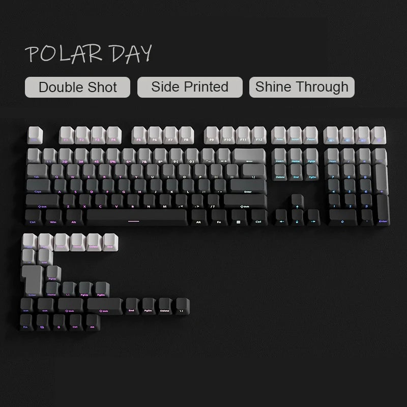 133 Keys Side-Print Shine-Through Keycap Set – Double-Shot PBT, Cherry Profile, for MX Switch Mechanical Gaming Keyboard