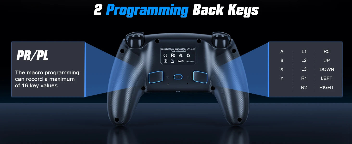 Controller for PS5/Playstion 5 Pro/Slim/PC Wireless Gamepad Hall Effect Trigger RGB Turbo Vibration Programmable Button Joystick