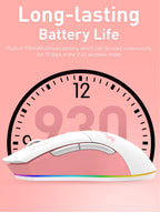 DAREU Dual-Mode Gaming Mouse – 2.4G Wireless & Wired, RGB, 930mAh Rechargeable Battery, Macro Programmable, for PC & Laptop