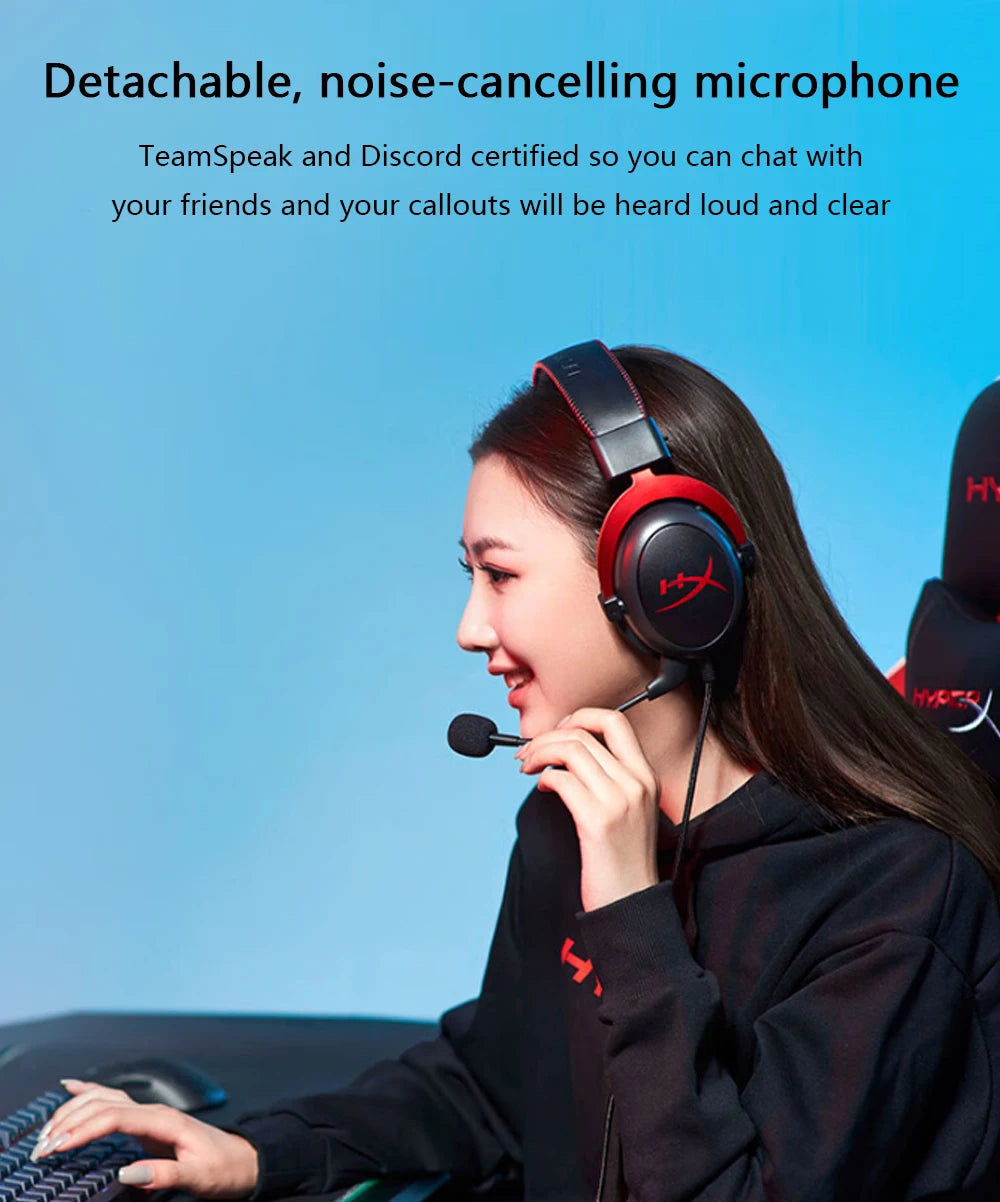 HyperX Cloud II Wired Gaming Headset – Hi-Fi 7.1 Surround Sound, Detachable Mic, USB Sound Card