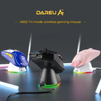 DAREU Tri-Mode Gaming Mouse – Bluetooth / Wired / 2.4G, Charging Base, KBS Buttons, for Laptop & PC Gamers