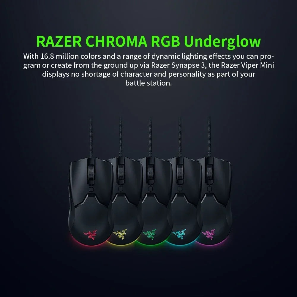 Razer Viper Mini Gaming Mouse - 8500DPI Optical Sensor, Chroma RGB, Lightweight Wired SPEEDFLEX Design