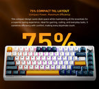 Machenike K600-B82W Mechanical Keyboard – 75% ANSI Layout, Gasket Mounted, RGB Backlit, Tri-Mode Wireless Gaming Keyboard