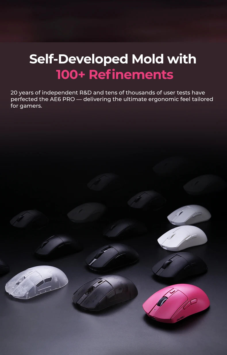 DAREU Wireless Gaming Mouse – 8KHz Polling Rate, AIM-750 (PAW3950) Sensor, 30,000 DPI, Tri-Mode Connection, 60g Lightweight, with Charging Base
